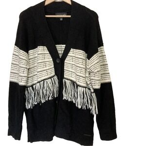A628271 PEACE LOVE WORLD Black Label Textured Fringe Sweater Black M